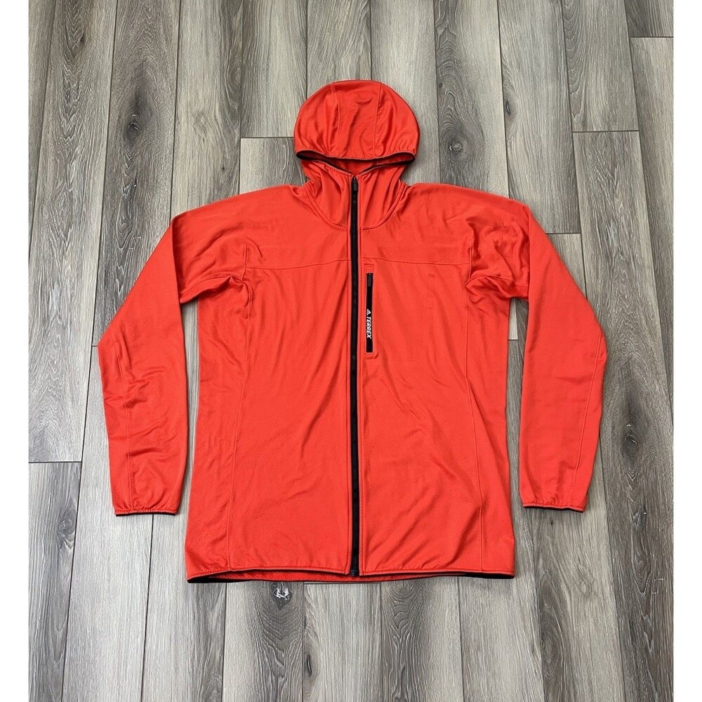 Adidas Outdoor Men's XL Tracerocker Terrex Hooded Fleece Orange Full Zip Jacket